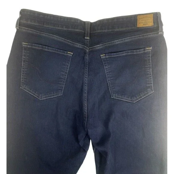 Signature Levi Strauss Gold Mid-Rise Stretch Skinny Dark Wash Jeans 16 Short - Picture 12 of 15